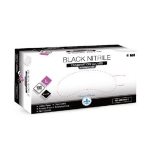 Large Black 4mil Exam Powder Free Gloves