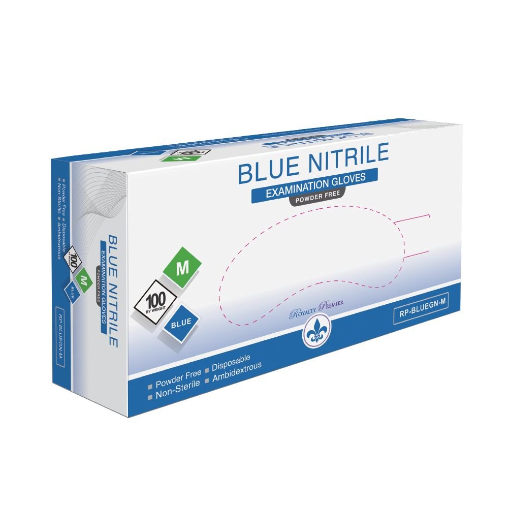 Royalty Premier X-Large Blue Exam Powder Free Gloves